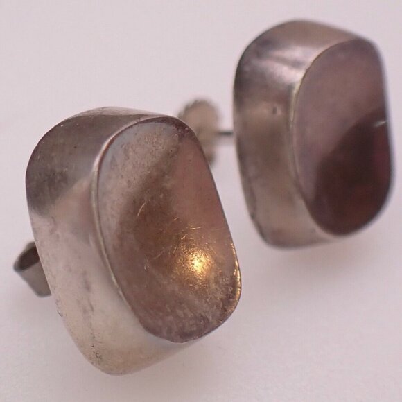 Brent Keudsen of Denmark Modernistic Concave Sterling Earrings Signed